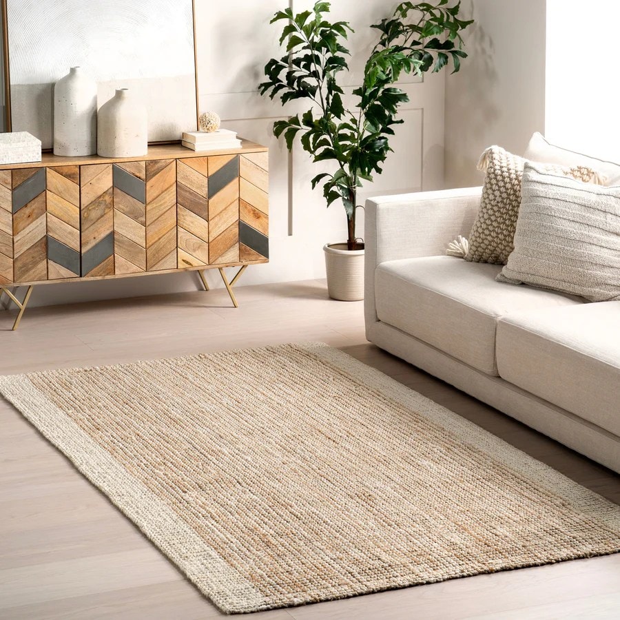 Cedar Border Jute Hand Woven Rugs for Living Room, Bedroom and Office