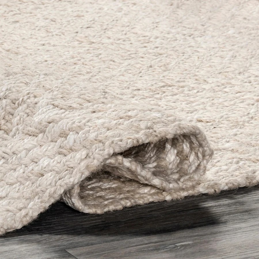 White Classic Chevron Natural Jute Handmade Area Rug