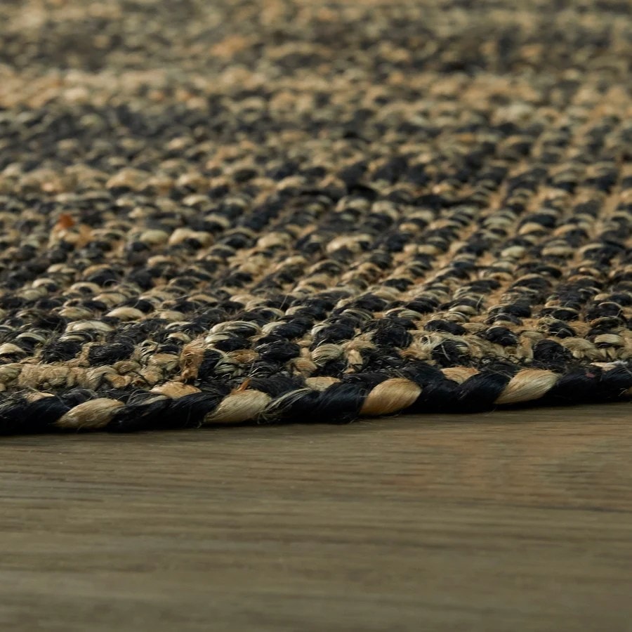 Earthy Black Jute Handwoven Rug For Living Room, Bedroom