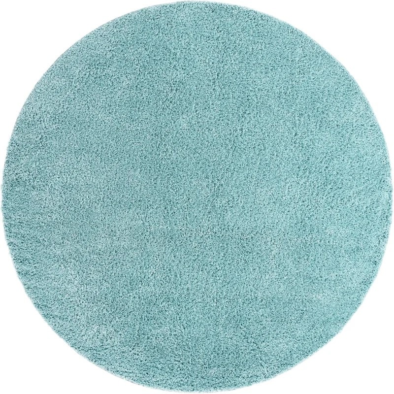 Ocean Blue Round Shag Rug