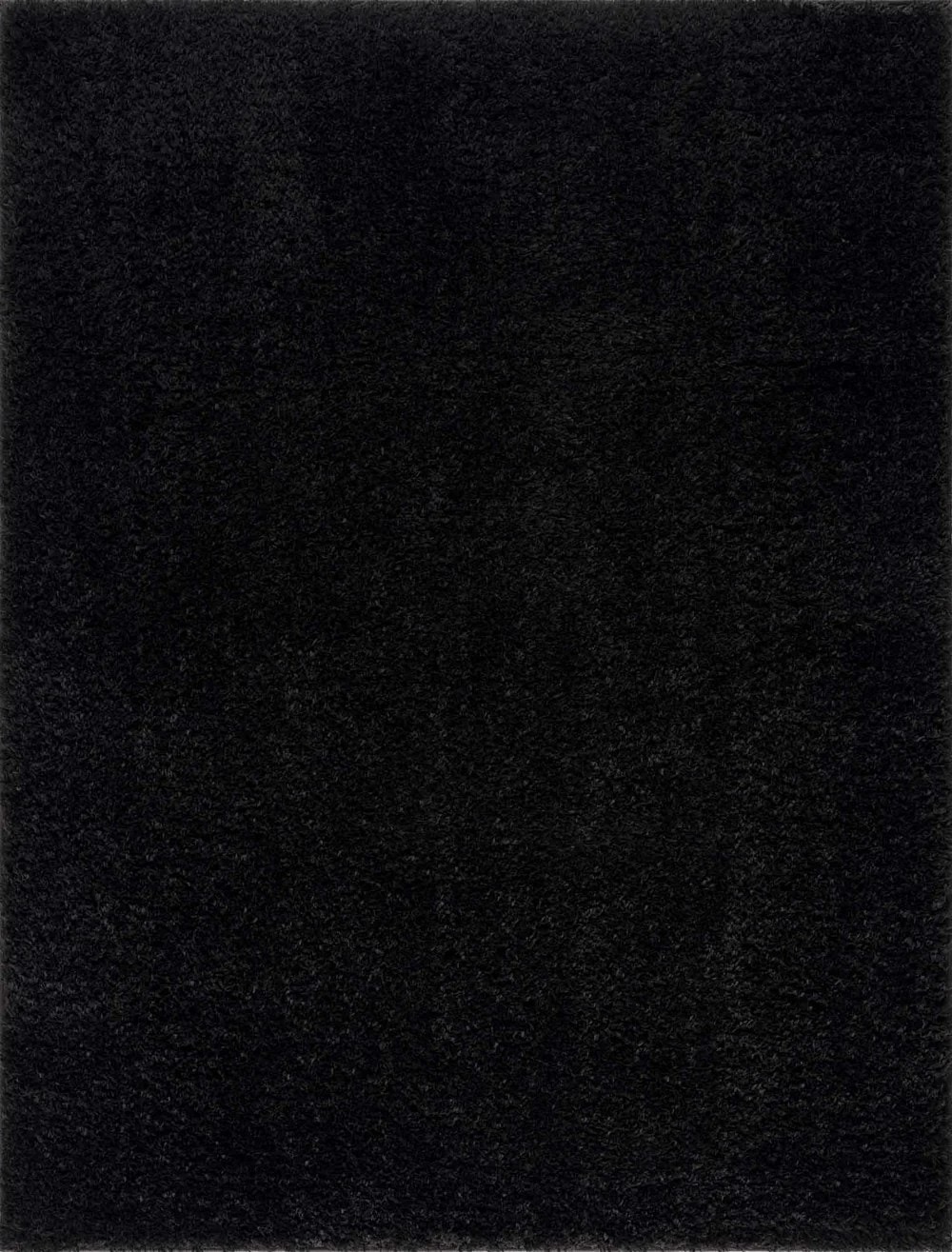 Jet Black Solid Shag Rug