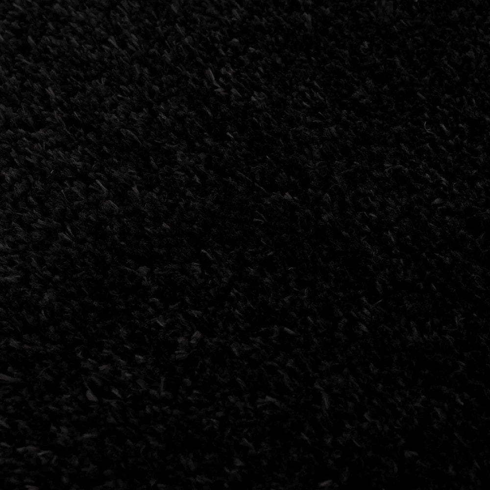 Jet Black Solid Shag Rug