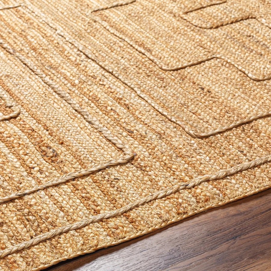 Modern Geometry Jute Area Rug For Living Room, Bedroom
