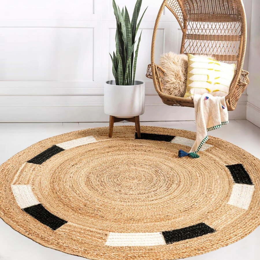 SableTwist Jute Round Handmade Area Rug for Living Room