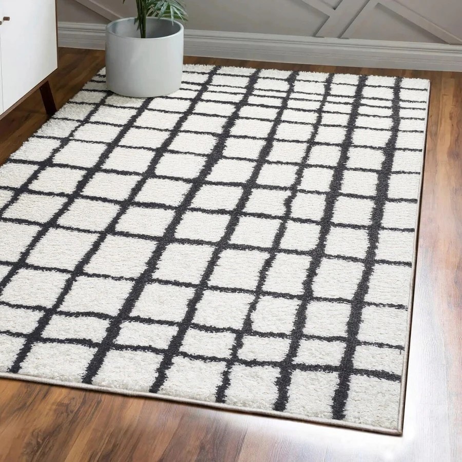 Carmor Grid Shag Handmade Rug