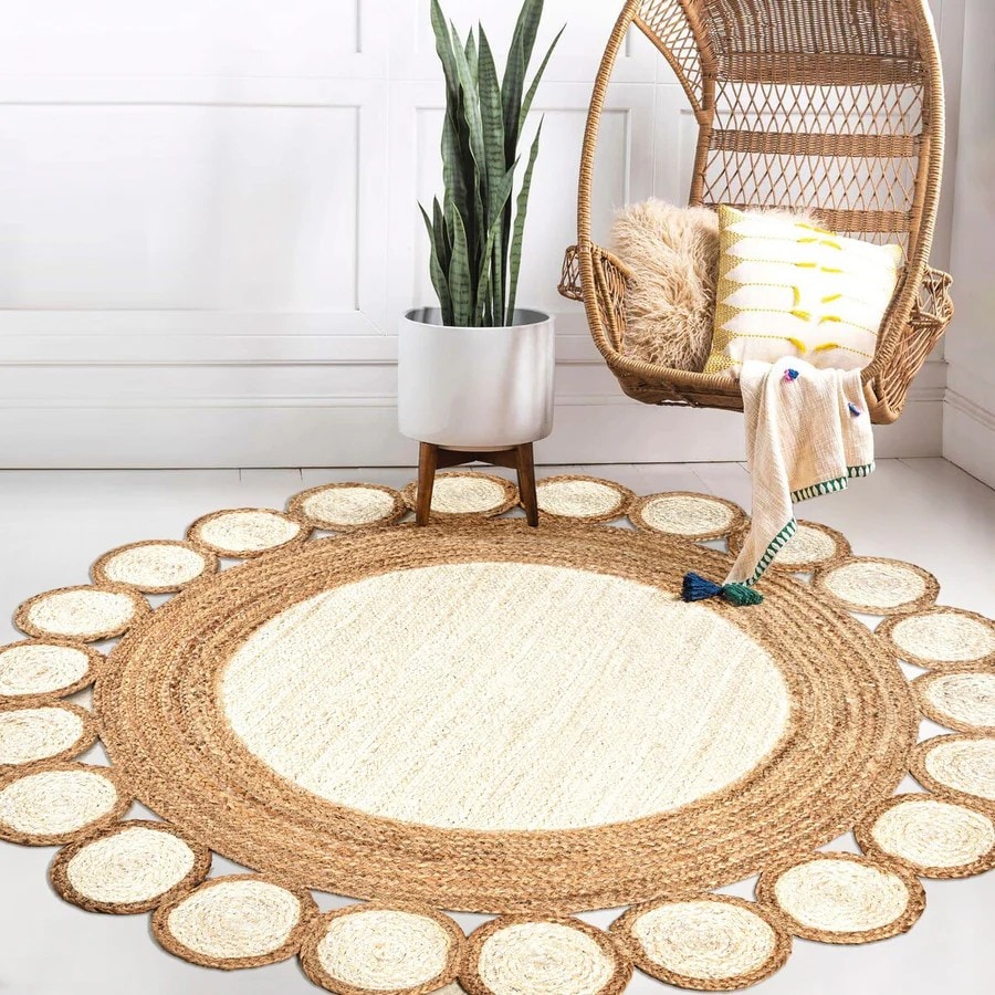 Noir Jute Round Handmade Rug for Living Room