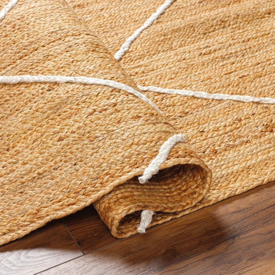 White Diagonal Handwoven Natural Jute Rug