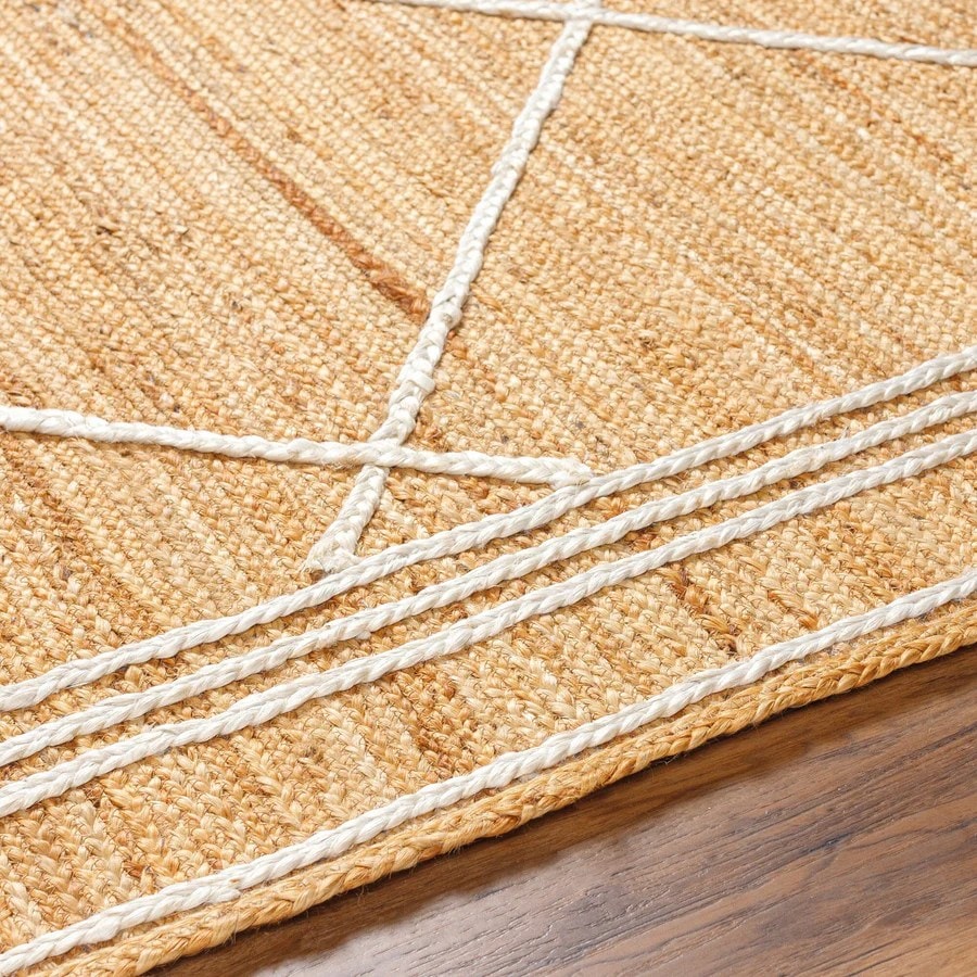 White Diagonal Handwoven Natural Jute Rug