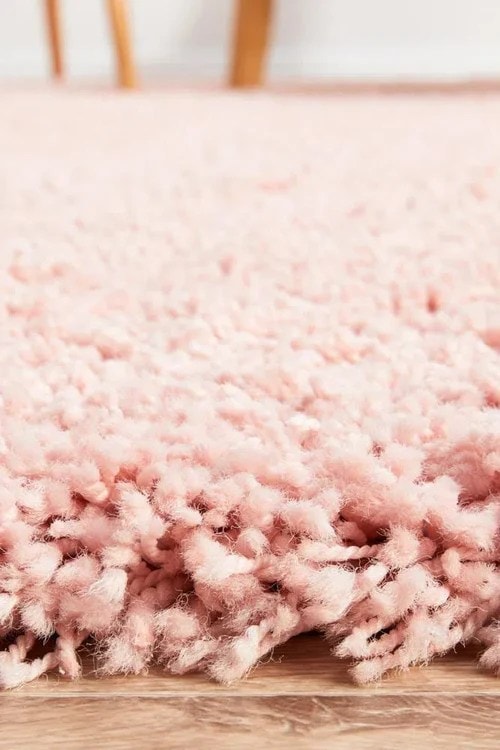 Charming Pink Shag Solid Rug