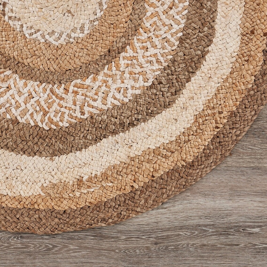 Multi Concentric Natural Handwoven Jute Round Rug