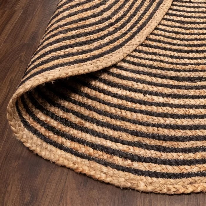 BlackFern Jute Round Handmade Rug for Living Room