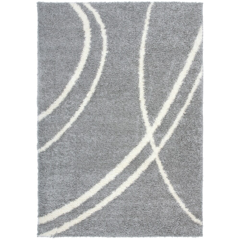 Canyon Stripes Grey Solid Shag Rug