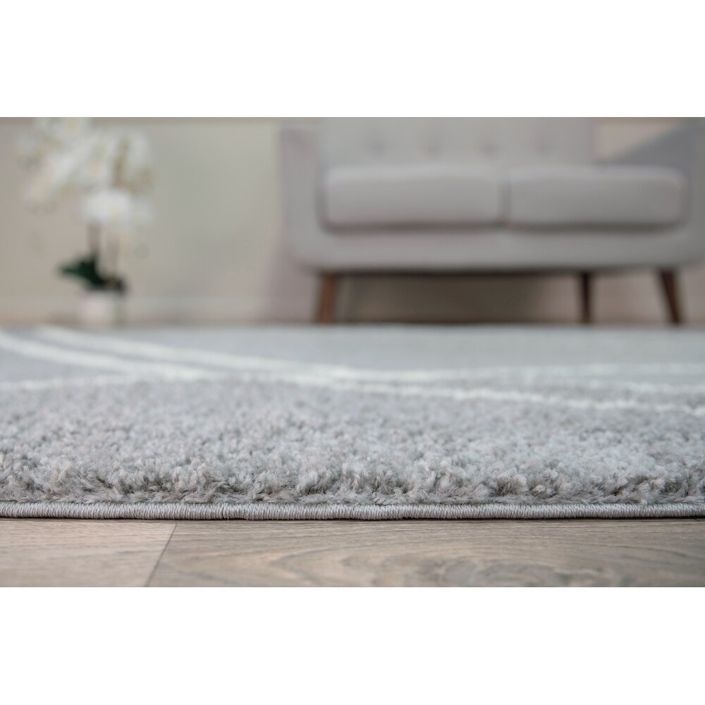 Canyon Stripes Grey Solid Shag Rug
