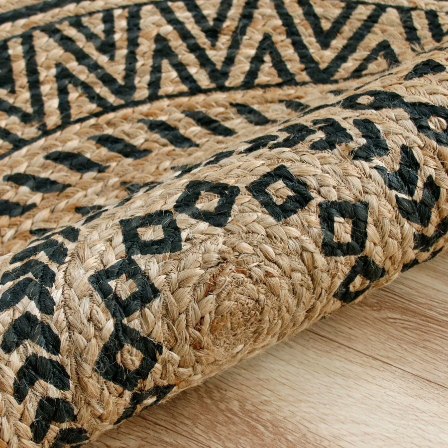 Natural Boho Medalon Round Handwoven Jute Rug