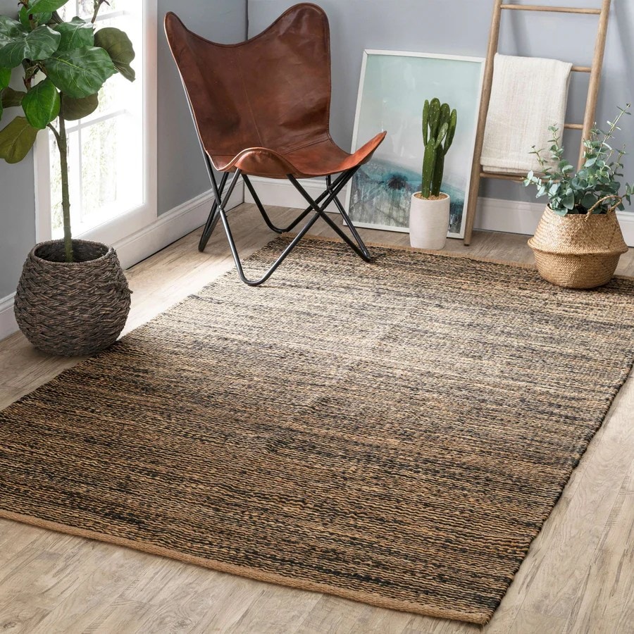 Natural Black Classic Striped Handmade Jute Rug