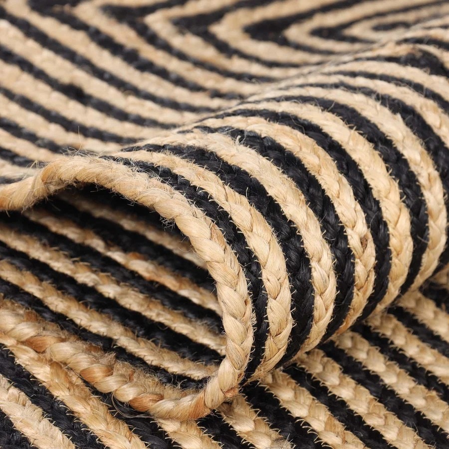 Geometric Striped HandBraided Jute Indoor, Outdoor Rug
