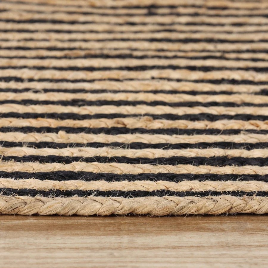 Geometric Striped HandBraided Jute Indoor, Outdoor Rug