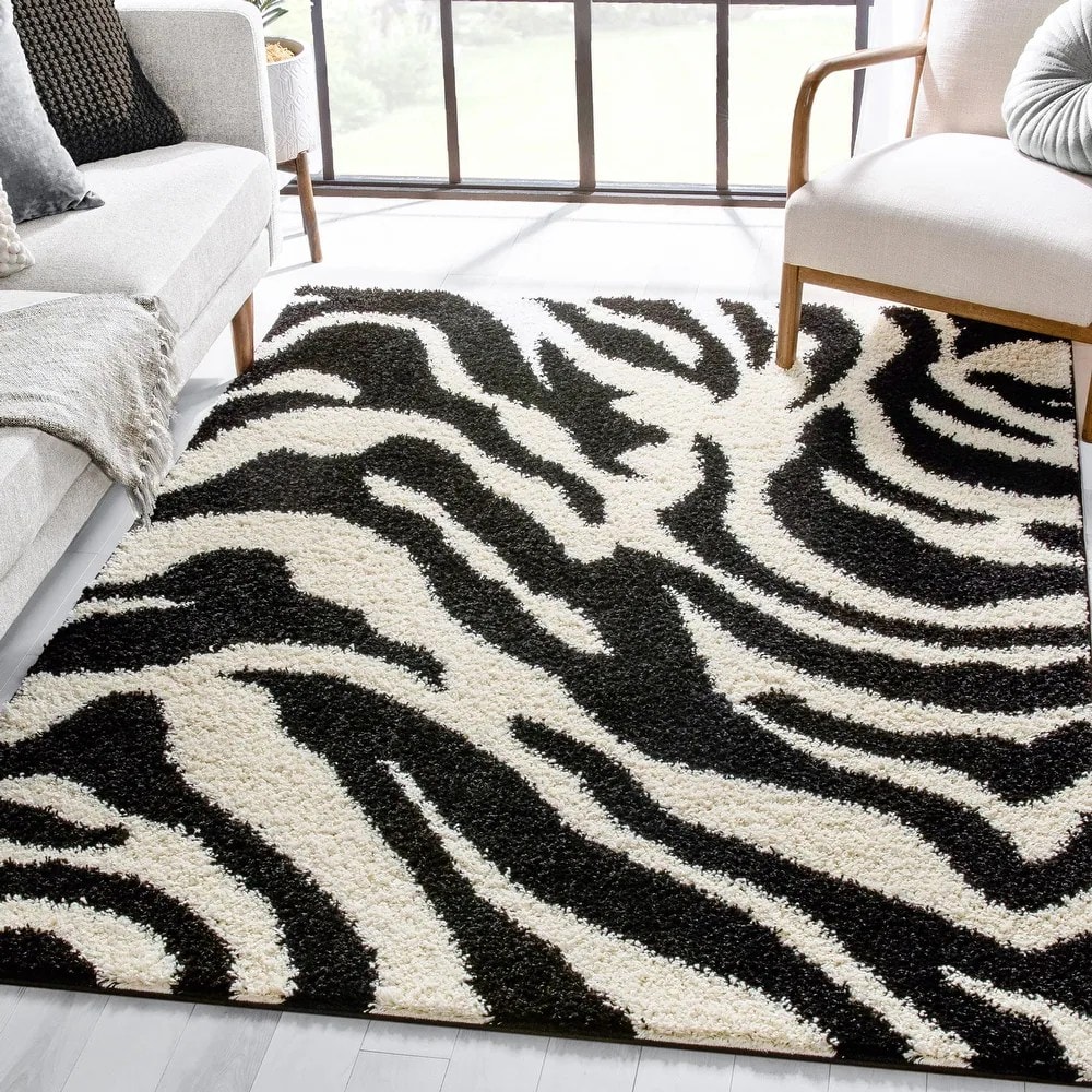 Ebony Stripes Handmade Shag Rug