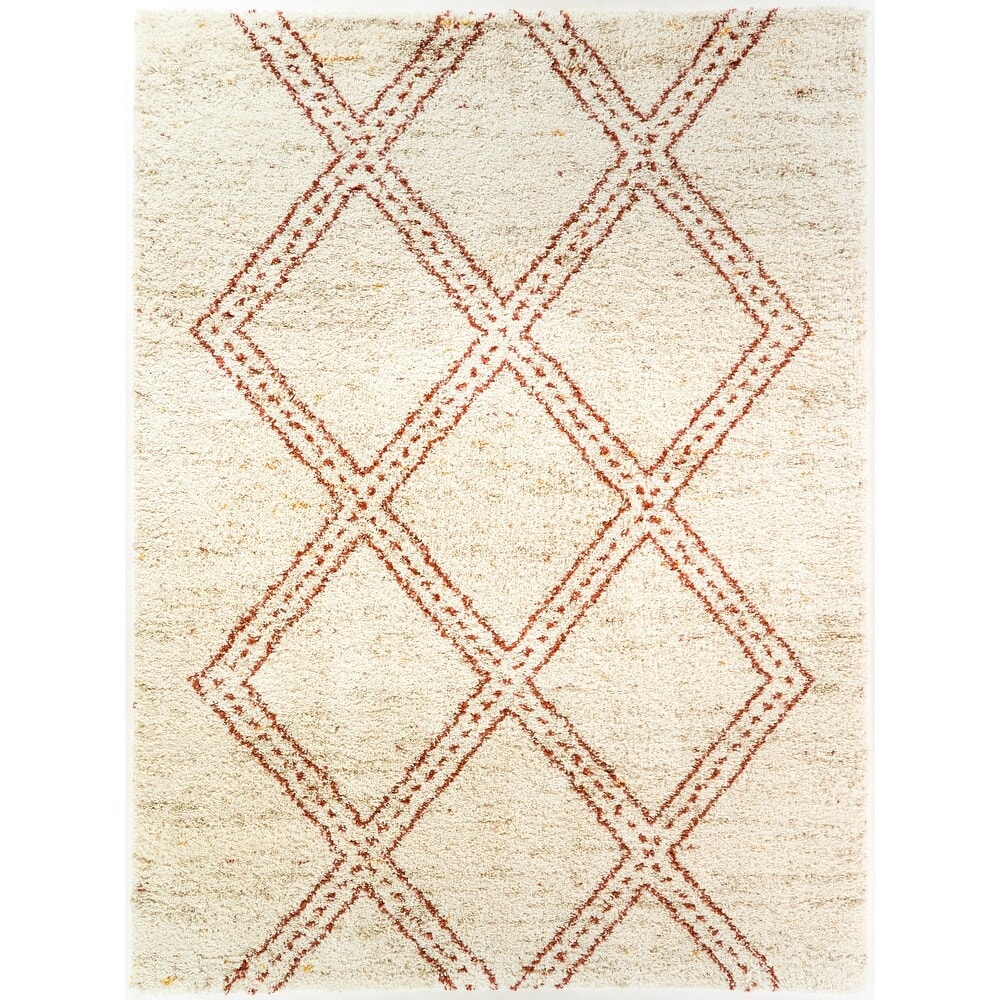 Sierra Cream Solid Shag Area Rug