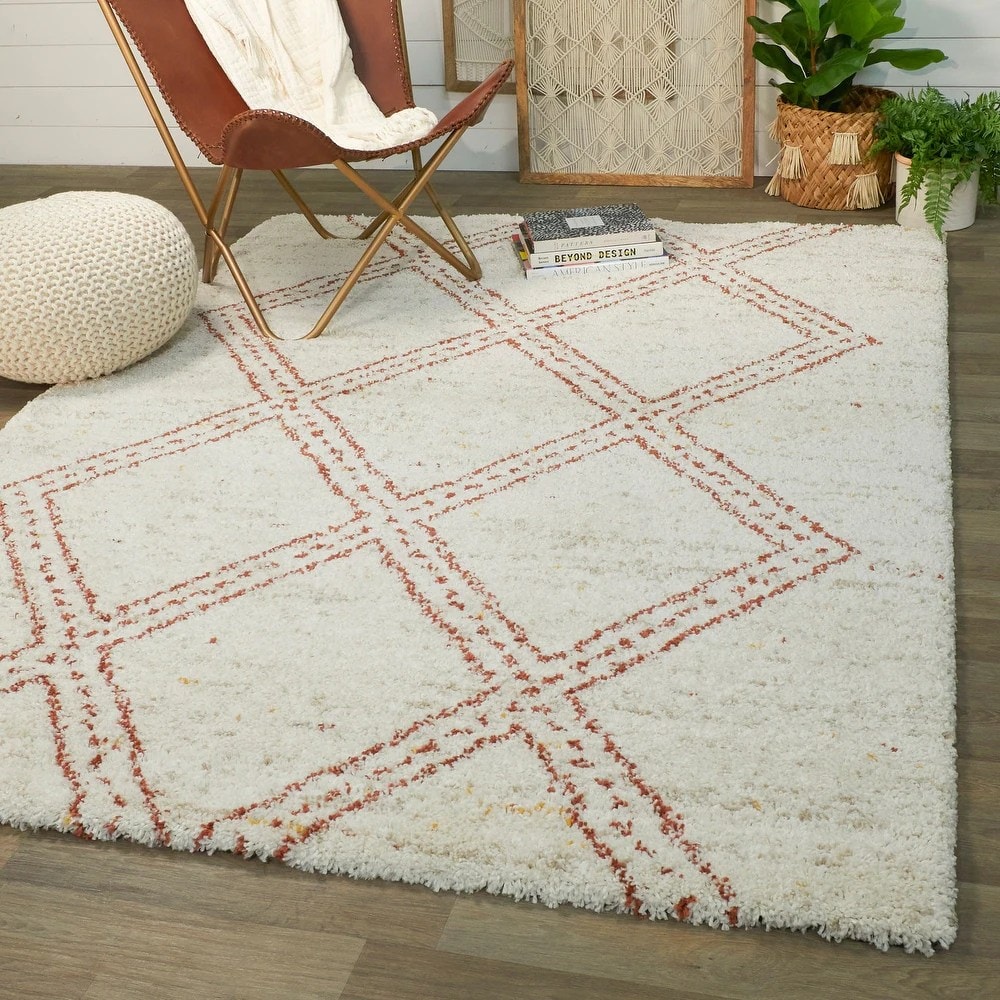 Sierra Cream Solid Shag Area Rug