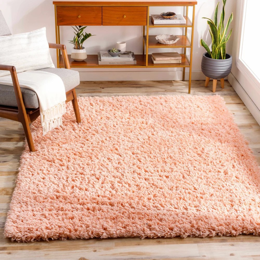 Peach Handmade Shag Rug