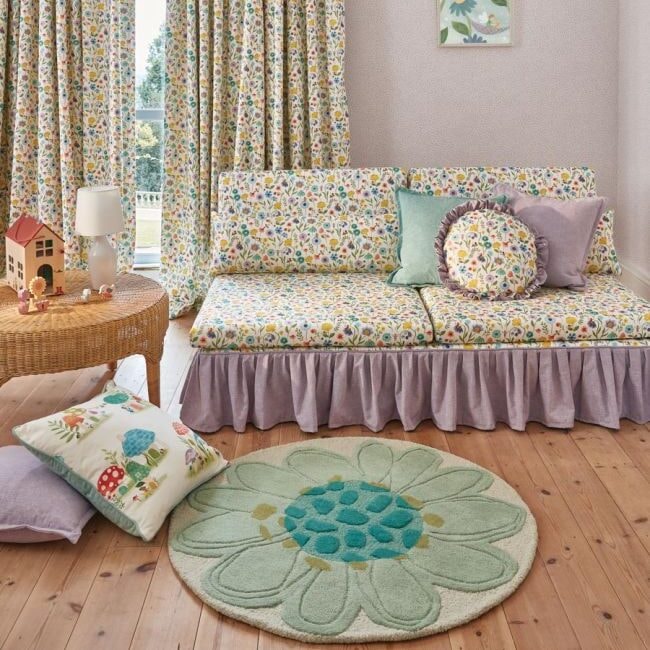 Nature Bloom Kids Handmade Rug For Playroom, Nursery